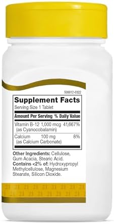 21st Century B-12 2500mcg Sublingual Tablets, High Potency, 110 Count | High-Potency Vitamin B12 2500 mcg, Natural Energy & Healthy Red Blood Cell Support, Vegan, Vegetarian, Third-Party Tested