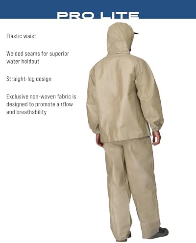 FROGG TOGGS Men's Pro Lite Rain Suit, Waterproof, Breathable, Dependable Wet Weather Protection, Carbon Black, XL/XXL