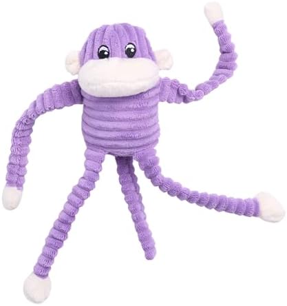 ZippyPaws Crinkle Monkey for Small and Medium Dogs - Small, Purple | Interactive Dog Toys to Keep Them Busy, Squeaky Plush Pet Toy for All Breeds