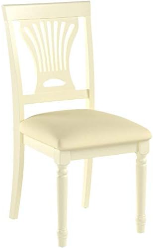 East West Furniture PVC-WHI-W Plainville Dining Chairs - Stylish Back Wood Seat Kitchen Chairs, Set of 2, Buttermilk & Cherry