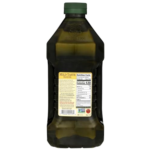 Pompeian Mild Taste Olive Oil - 68 fl oz (2 L) | Olive Oil for High Heat Cooking - Mild Flavor for Baking and Sauteing - High Smoke Point - Value Size