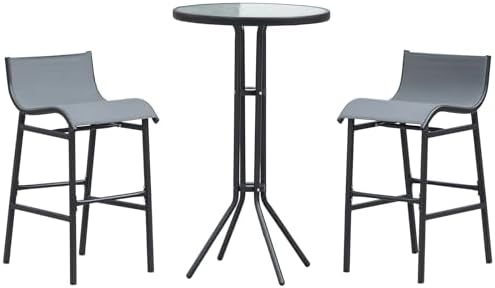 Outsunny 3 Piece Bar Height Outdoor Bistro Set for 2, Round, Tan | Patio Pub Table, 2 Chairs, Comfortable Design, Strong Build