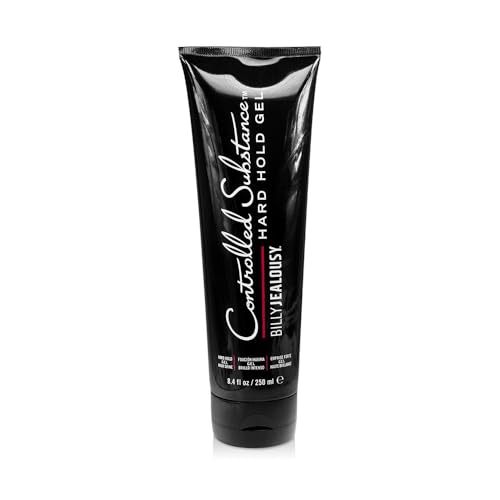 Billy Jealousy Controlled Substance Hard Hold Mens Styling Gel, Professional Hair Cream with Sunflower and Sage Extracts, Water-Based & Alcohol Free