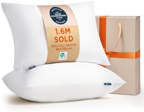 Bedsure Pillows Queen Size Set of 2 - Hotel Collection Bed Pillows for Sleeping, with Down Alternative Filling, Soft Support for Back