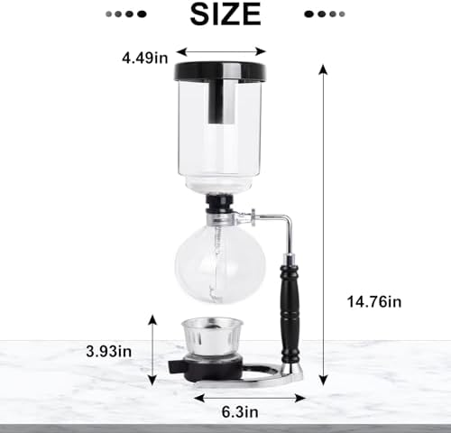 YUCHENGTECH Syphon Coffee Maker Tabletop Glass Siphon Pot Glass Technica Siphon Vacuum Coffee Maker(3 Cups(360ml))
