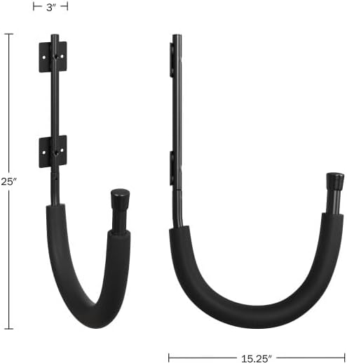 2-Pack of Kayak Storage Hook Sets - Kayak Wall Mount Hangers with 100lb Capacity Per Pair for Paddleboards, Surfboards,