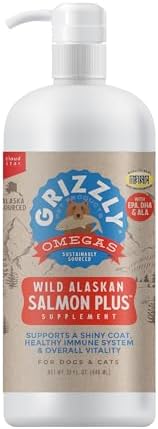 Grizzly Pet Products Salmon Plus Omega 3-6-9 Food Supplement for Dogs and Cats, 32 Ounce
