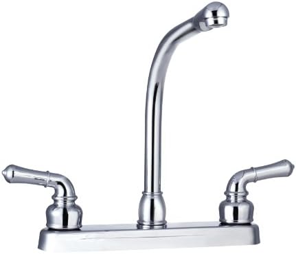 Dura Faucet DF-PK210C-SN RV Hi-Rise Kitchen Sink Faucet (Satin Nickel) | Tall spout and classical levers make washing big pots easy. Brushed Satin Nickel.