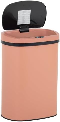 BestOffice | 13 Gallon Stainless Steel Trash Can with Lid | Steel | Automatic Touchless Garbage Can | Odor Control | Modern Oval Design | Easy to Clean | For Kitchen, Bathroom, Office or Home