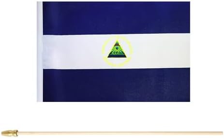 5 Pack Nicaragua Nicaraguans Small Mini Wood Hand Held Stick Flag, Suitable For Various Holiday Parties, World Cup, National Day