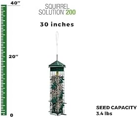 Squirrel Solution200 Squirrel-proof Bird Feeder w/6 Feeding Ports, 3.4-pound Seed Capacity, Free Seed Funnel | Six ports