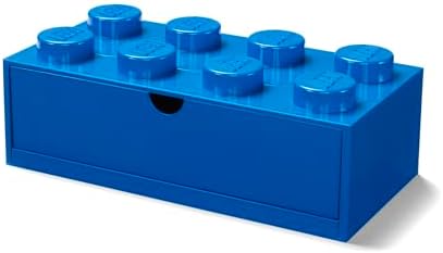Room Copenhagen Lego Storage Brick 8 Desk Drawer, 8-Stud Stackable Tabletop Storage Box, 12.4 x 6.2 x 4.4 in