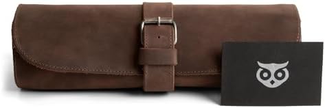 Hide & Drink, Cylinder Watch Case, Holds 4 Watches, Storage Box, Jewelry Roll Organizer, Travel Accessories, Full Grain Leather, Handmade