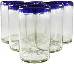 Fiesta Brands Mexican Blue Rimmed Drinking Glasses