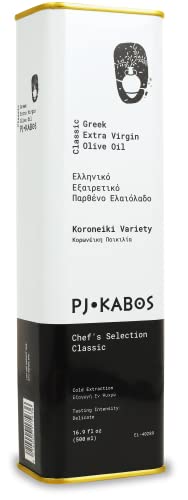 P.J. KABOS 2025/26 Harvest, Everyday Greek Extra Virgin Olive Oil, Kosher, Greece, Cold Extracted, 16.9 oz Tin, Koroneiki