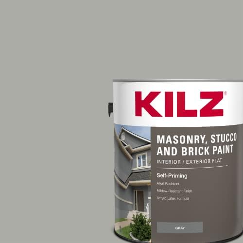 KILZ Self-Priming Masonry, Stucco and Brick Paint, GRAY, 1 Gallon