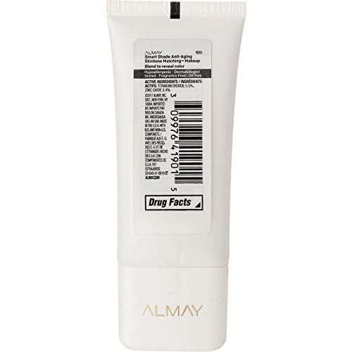 Almay Anti-Aging Foundation, Smart Shade Face Makeup, Medium Coverage, Natural Finish with SPF 20, Hypoallergenic-Fragrance Free, Dermatologist Tested