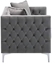 Lilola Home Lorreto Gray Velvet Loveseat