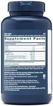GNC Triple Strength Fish Oil Omega 3 Supplement, 1000mg EPA and DHA, Supports Heart, Brain, Skin, Eye and Joint Health, 60 Softgels