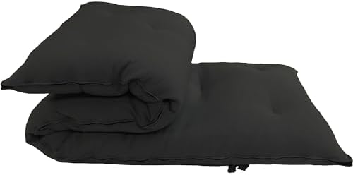 D&D Futon Furniture Full Size Black Traditional Japanese Floor Futon Mattresses 80 x 54 x 3, Foldable Cotton Cushion Mats, Yoga, Meditation