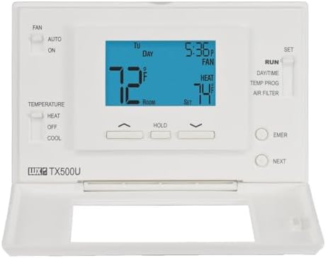 P521U Programmable 5-2 Day Thermostat for Home Use; 2 Heat, 1 Cool
