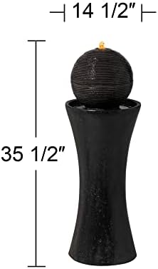 John Timberland Dark Sphere 35 1/2" High LED Pillar Indoor Bubbler Fountain | Large Zen Modern Outdoor Decor Faux Stone Floor with Light Ball Water