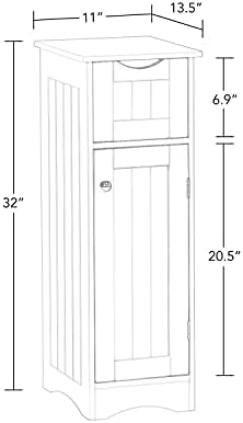 RiverRidge Ashland Slim Bathroom Storage Cabinet with Drawer, White | Inset Beadboard Panels, Narrow Medicine Cabinet, Linen Cabinet