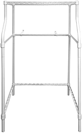 Magic Chef Compact Home Laundry Stand with Upper Dryer Shelf, White | Compact Laundry Stand, White Powder Coated Metal
