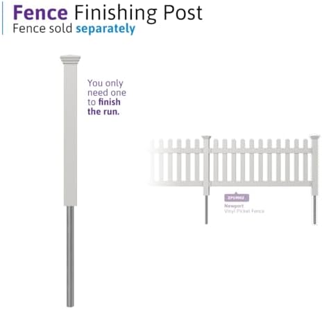WamBam Newport Picket Fence, White Vinyl DIY No Dig Kit | 3ftH x 6ftW, 1 Panel + 1 Post, ZP19002