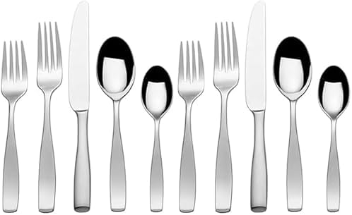 Mikasa, Virtuoso Frost Flatware Service for 12, 65 Piece Set, 18/10 Stainless Steel, Silverware Set with Serving Utensils