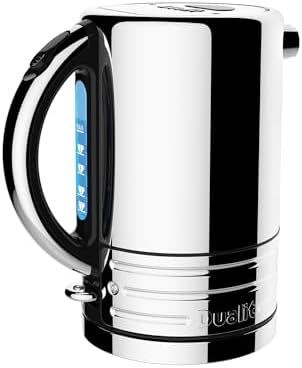 Dualit Design Series Kettle - 50.7 fl.oz - Stainless Steel Kettle with Black Trim - Rapid Boil and Patented Pure Pour Non-Drip Spout - Measuring