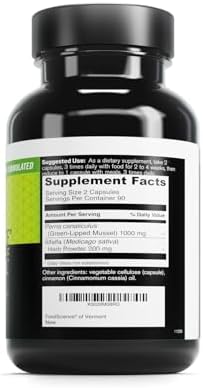 DAVINCI FoodScience of Vermont Sea Mussel, Green-Lipped Mussel Joint Supplement Capsules, 180 Count