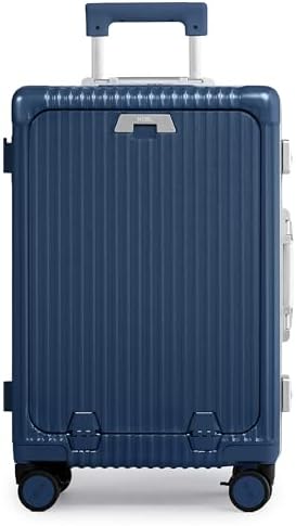 Nobl Travel Carry on Luggage, Zipperless Aluminum Frame, TSA Locks | PC Hard Shell Suitcase, Airline Approved, 360° Spinner Wheels, USB Charging Port, Cup & Phone Holder, 22.5x15x9.5, Ivory