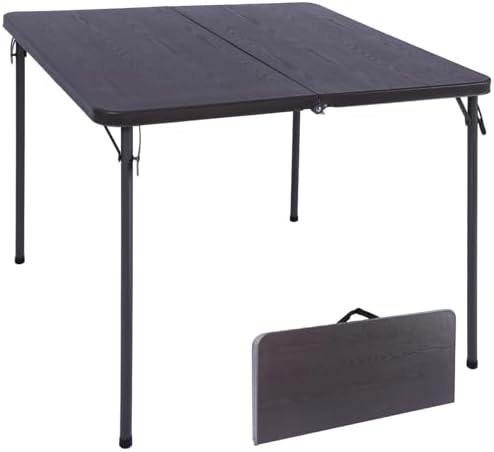 REDCAMP 34" Square Folding Card Table with Resin Top, Portable Fold in Half Small Card Tables with Collapsible Legs for Adults Indoor Outdoor Use