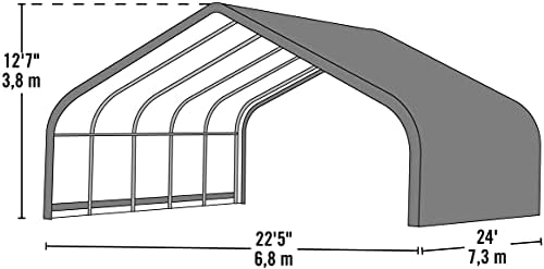 ShelterLogic Peak Style Run-in Shed - Green, 24ft.L x 22ft.W x 12ft.H, Model Number 58542