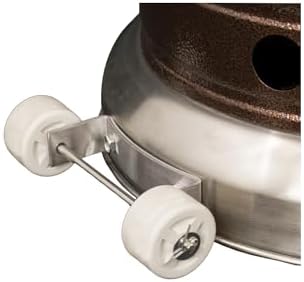 Hiland HLDS01-SSHGT 48,000 BTU Propane Patio Heater with Wheels and Table, Large, Hammered Bronze/SS