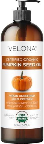 velona Pumpkin Seed Oil USDA Certified Organic - 16 Fl Oz | 100% Pure and Natural Carrier Oil | Unrefined, Cold Pressed | Cooking, Face, Hair