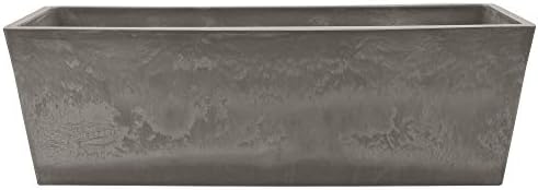 Arcadia Garden Products PSW U45CT Plastic/Stone/Wood Composite Simplicity Window Box, No Drainage Hole (Drillable), 17.5" x 7" x 6", Cement Color