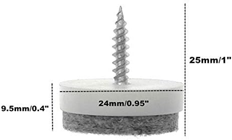 40pcs Screw-on Furniture Felt Pad Chair Glide Slider Hardwood Floor Protector for Wooden Leg Feet of Chair Table Furniture(Φ20mm or 0.8";Brown)