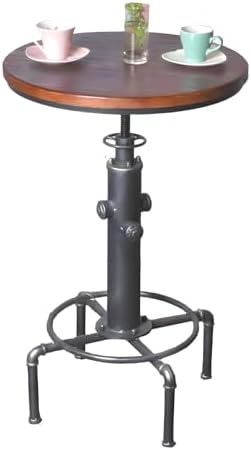 Topower Industrial Bar Table 32.3-38.2" Adjustable Pub Table Kitchen Dining Coffee Bistro Table (Red)