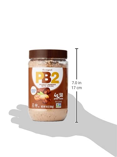 PB2 Powdered Chocolate Peanut Butter with Cocoa - 4g of Protein, 90% Less Fat, Certified Gluten Free, Only 50 Calories per Serving for Shakes, Smoothies, Low-Carb, Keto Diets