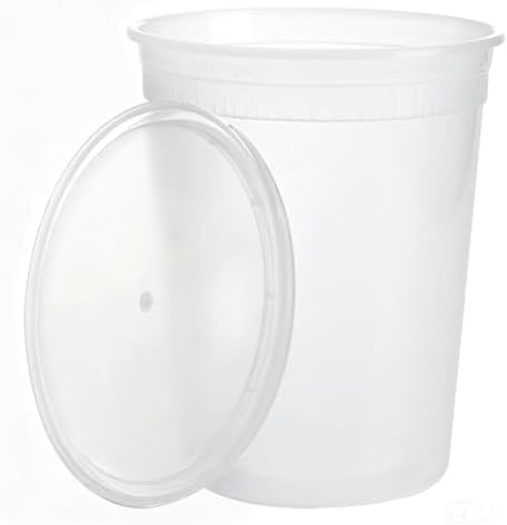 Lawei 50 Pack 32 oz Deli Containers with Lids - Leak-Proof Plastic Food Storage for Meal Prep, Soup and Leftovers - Microwave