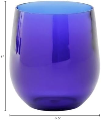 Caspari Acrylic 12oz Tumbler Glass in Cobalt - Set of 4