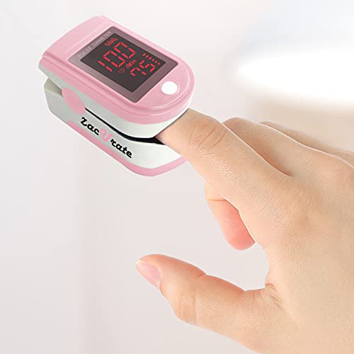 Zacurate Pro Series 500DL Fingertip Pulse Oximeter Blood Oxygen Saturation Monitor with Silicone Cover, Batteries and Lanyard (Mystic Purple)
