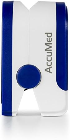 AccuMed Fingertip Pulse Oximeter, Sp02 Finger Blood Pulse Oxygen Monitor, w/Carrying case, Lanyard Silicon Case & Battery CMS-50D (Blue)