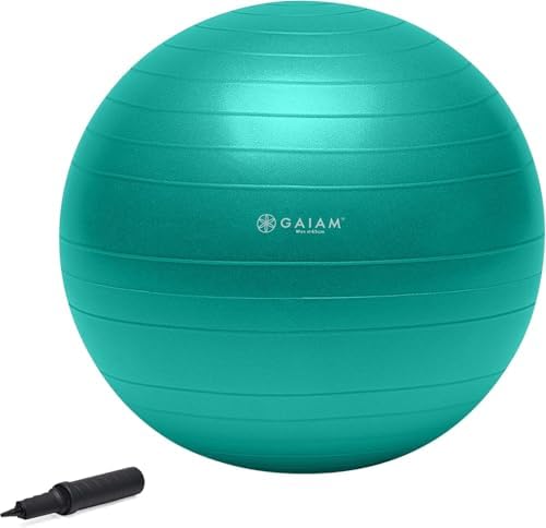 Gaiam Balance Ball Kit, Anti-Burst Stability Ball with Pump | 55cm Anti-Burst Ball | Textured Grip Surface | Air Pump Included | Core & Stability Training | Home Use