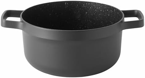 Berghoff GEM Nonstick 8" 3qt Stockpot with Glass Lid, Induction Soup Pot | Cast Aluminum Oven Safe Pasta Pot with Detachable Handle