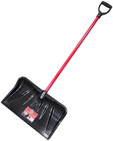 22" Combo Snow Shovel Pusher Fiberglass Handle, Made in USA | Top-grade poly, head 12.75"x22"x4.5", 56" length, Wirecutter Best Snow Shovel, D-grip