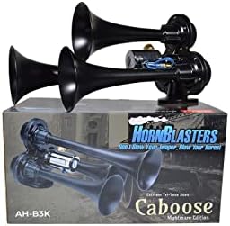 Hornblasters Stealth Black Caboose 12/24 Volt Air Horn Only - 3 Trumpets - Unique Tone