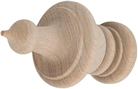 Turned Birch Wooden Finial | 3 1/2 Height | Unfinished Wood Finials for Crafts, Decorative Finials for Birdhouse, Grandfather Clock, Curtain Rod